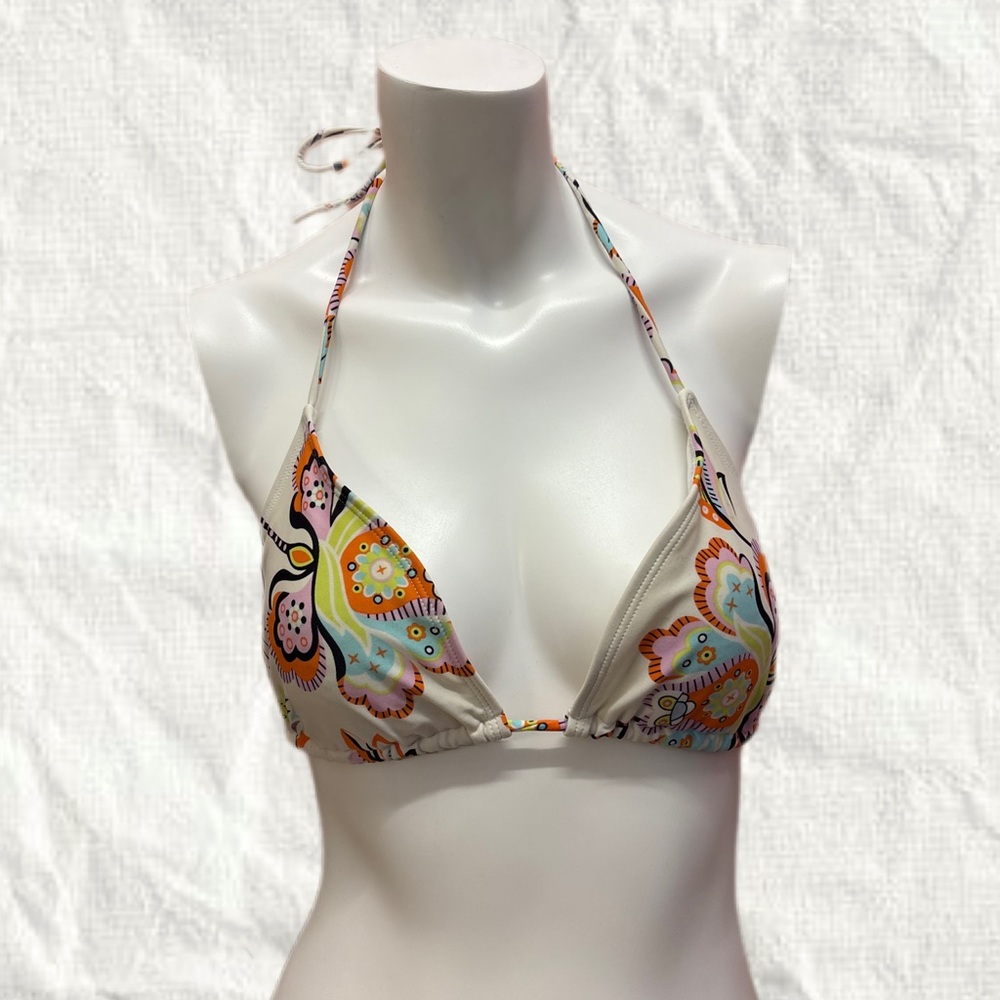 Y2K Colourful Paisley Halter Bikini Top Large